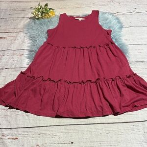 LOFT Sleeveless Tiered Berry Dress sz M